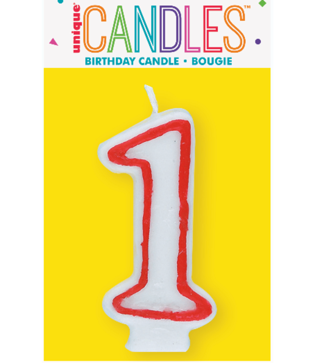 UNIQUE INDUSTRIES INC Number Candle With Red Outline