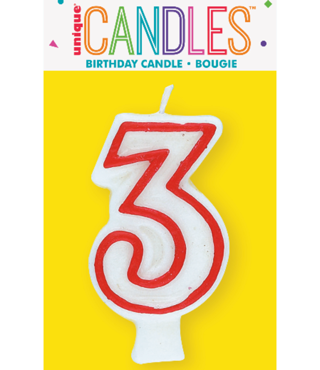 UNIQUE INDUSTRIES INC Number Candle With Red Outline