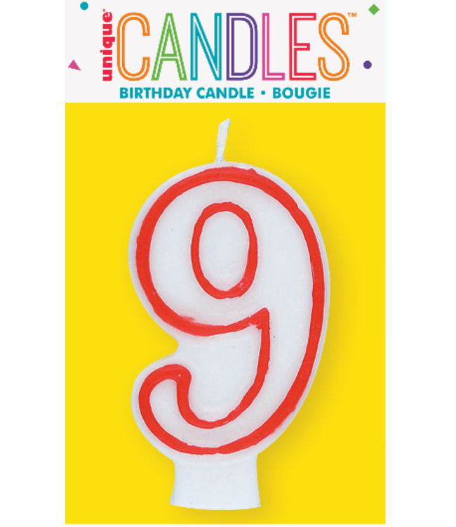 UNIQUE INDUSTRIES INC Number Candle With Red Outline