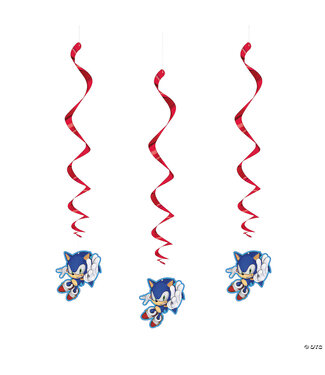UNIQUE INDUSTRIES INC 26" Sonic the Hedgehog™ Hanging Swirl Decorations - 3 Pc.