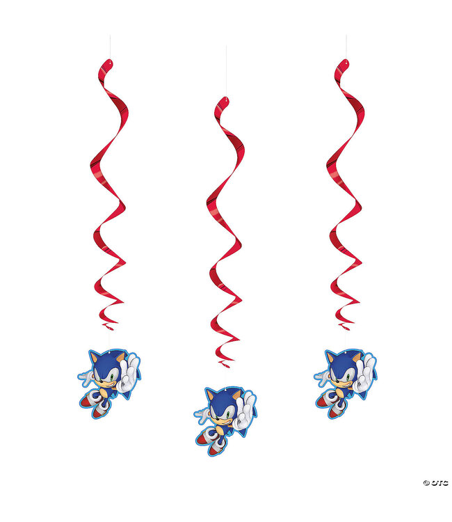 UNIQUE INDUSTRIES INC 26" Sonic the Hedgehog™ Hanging Swirl Decorations - 3 Pc.