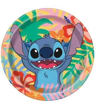 UNIQUE INDUSTRIES INC Stitch Small Round Dessert Paper Plates, 7 Inches, 8 Count