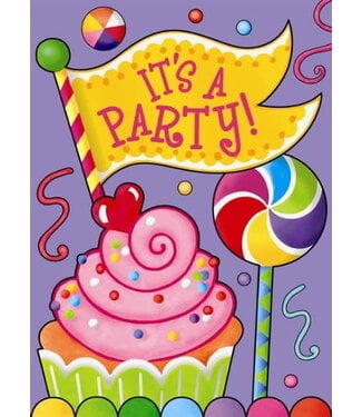 UNIQUE INDUSTRIES INC Happy Birthday ‘Candy Party’ Invitations w/ Envelopes (8ct)