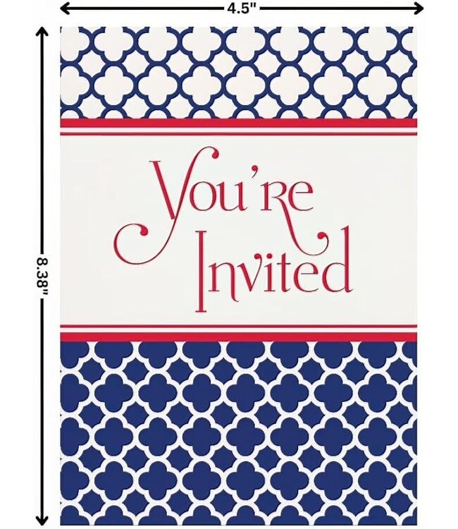 UNIQUE INDUSTRIES INC Hamptons Quatrefoil Invitations (Pack of 8)