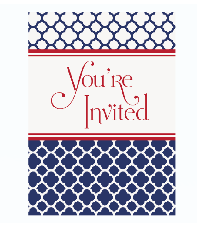 UNIQUE INDUSTRIES INC Hamptons Quatrefoil Invitations (Pack of 8)