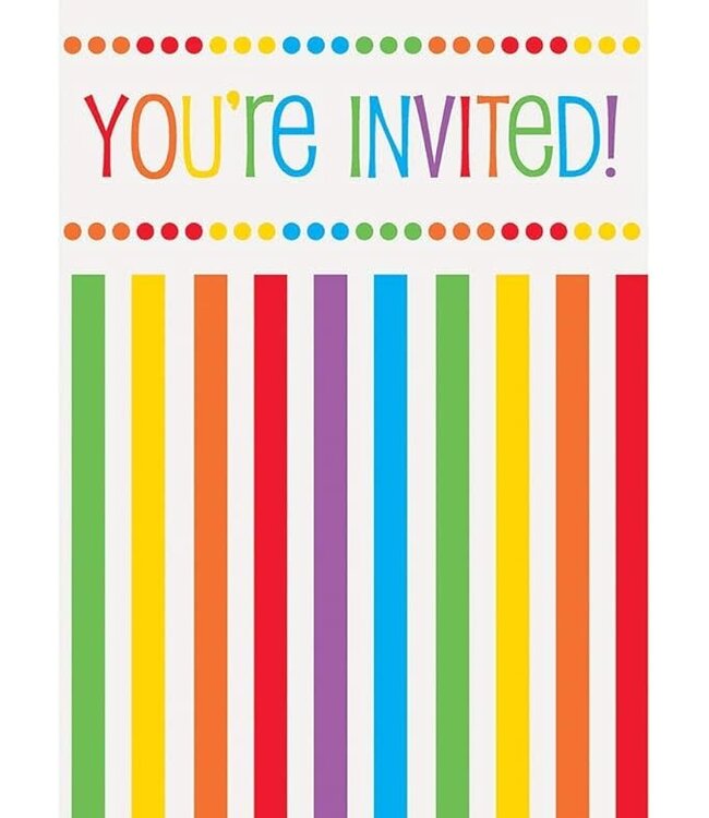 UNIQUE INDUSTRIES INC Rainbow Birthday Invitations 8 Count