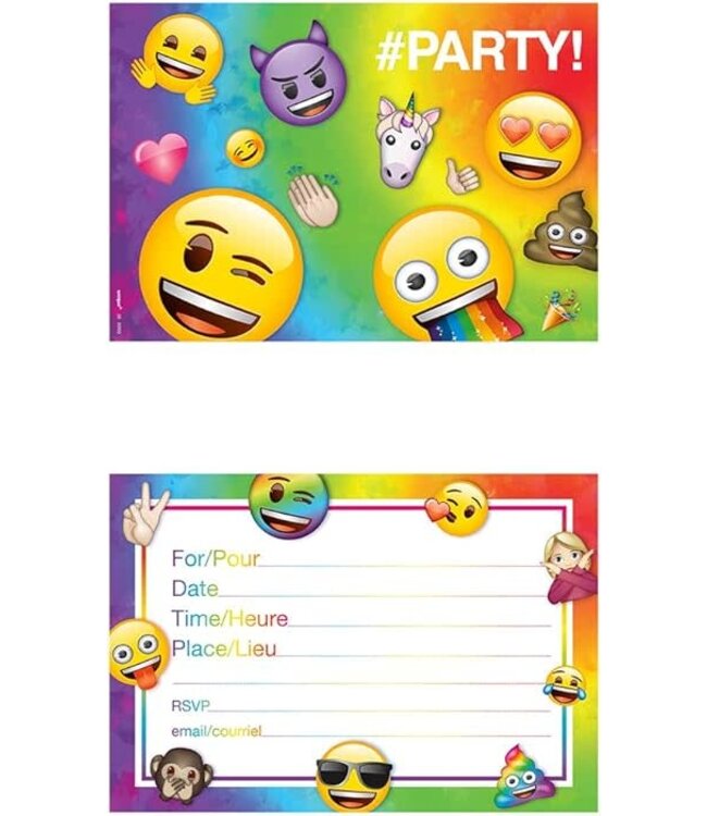 UNIQUE INDUSTRIES INC Rainbow Fun Emoji Invitations (8 Count)