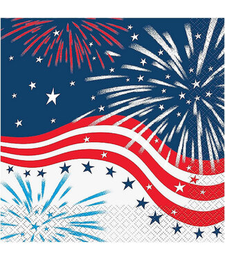 UNIQUE INDUSTRIES INC Patriotic Fireworks 4th of July Luncheon Napkins - 16ct