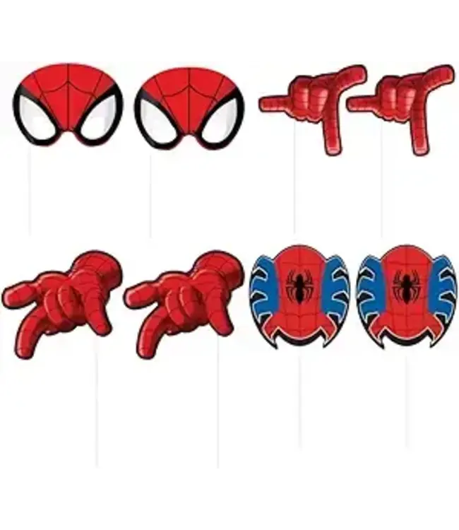 UNIQUE INDUSTRIES INC Spider-Man Photo Booth Props - Assorted Designs, 8 Pcs