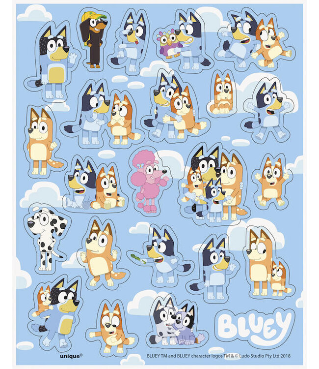 UNIQUE INDUSTRIES INC 92CT STICKERS BLUEY