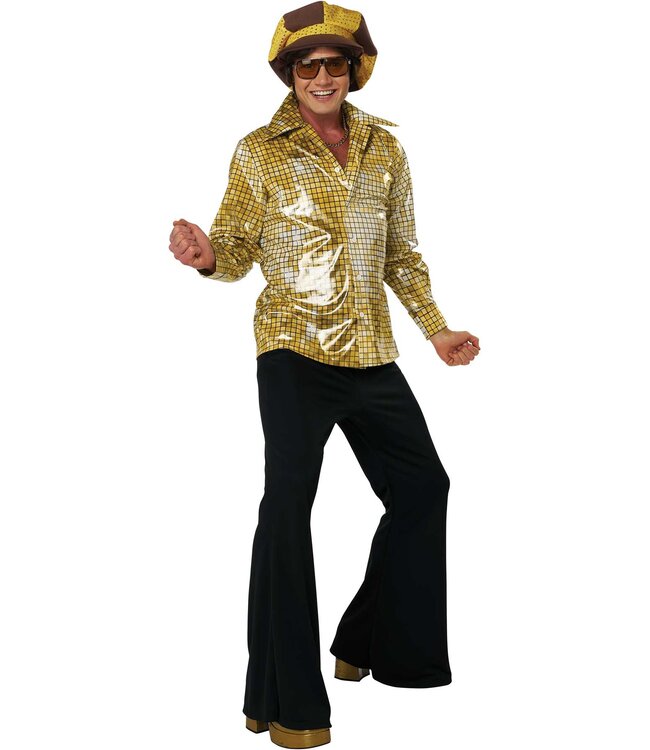 CALIFORNIA COSTUMES Disco Shirt & Hat Set - Gold