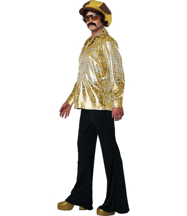 CALIFORNIA COSTUMES Disco Shirt & Hat Set - Gold