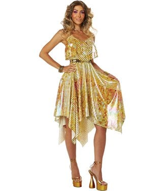 CALIFORNIA COSTUMES 70'S Disco Dress - Gold Mirrorball