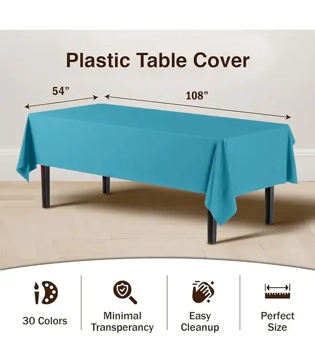 CROWN DISPLAY 54inX108in TABLE COVER TURQUOISE