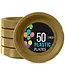 CROWN DISPLAY 7in Gold Plastic Plates - 50 Ct.