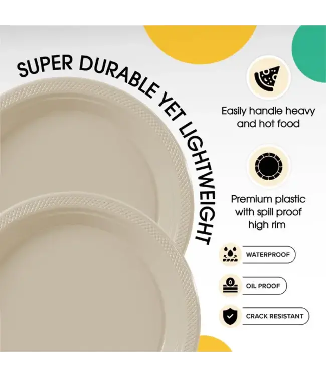 CROWN DISPLAY 7 in. Ivory Plastic Plates - 50 Ct.
