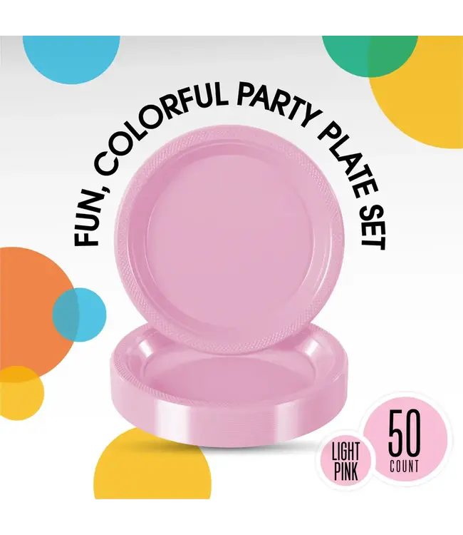 CROWN DISPLAY 7 in. Pink Plastic Plates - 50 ct.