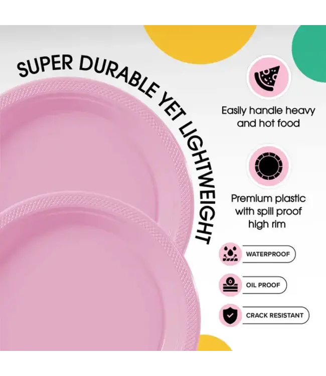 CROWN DISPLAY 7 in. Pink Plastic Plates - 50 ct.