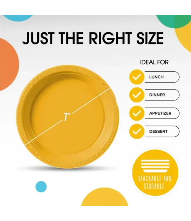 CROWN DISPLAY 7 in. Yellow Plastic Plates - 50 ct.