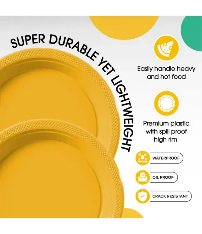 CROWN DISPLAY 7 in. Yellow Plastic Plates - 50 ct.