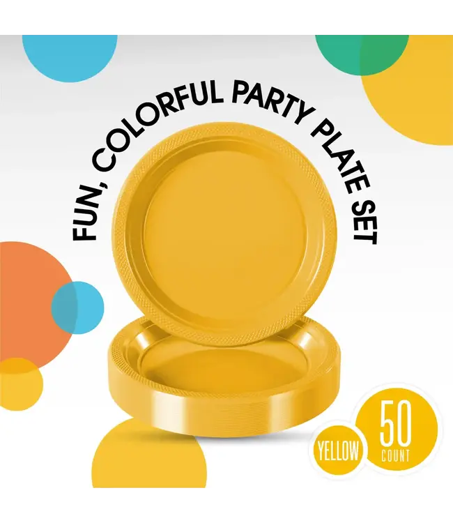CROWN DISPLAY 7 in. Yellow Plastic Plates - 50 ct.