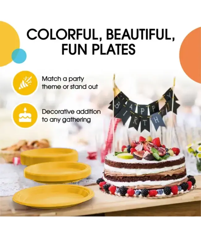CROWN DISPLAY 7 in. Yellow Plastic Plates - 50 ct.