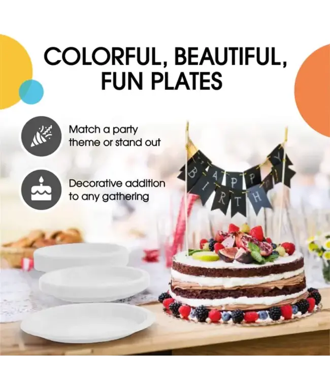 CROWN DISPLAY 10in White Plastic Plates - 50ct