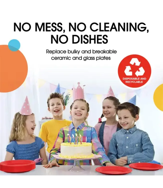 CROWN DISPLAY 10in Red Plastic Plates - 50ct