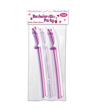 LITTLE GENIE Party Pecker Sipping Straws - Assorted Colors Pack of 10