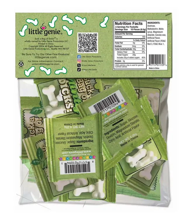 LITTLE GENIE Suck a Bag of Minty Dicks- Bag of 25