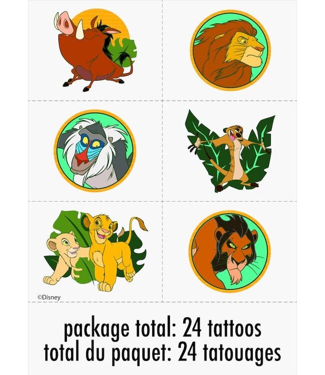 UNIQUE INDUSTRIES INC 24CT TATTOOS LION KING