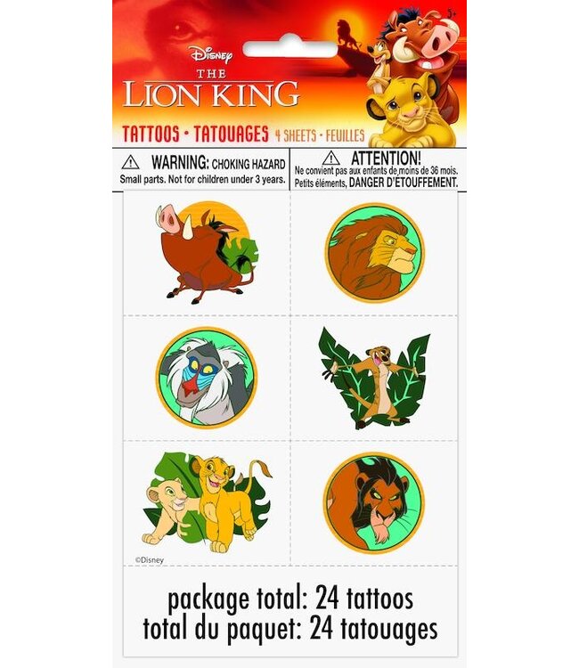 UNIQUE INDUSTRIES INC 24CT TATTOOS LION KING