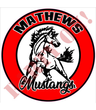 PARTY ON Mathews Mustangs Sticker 9.5in