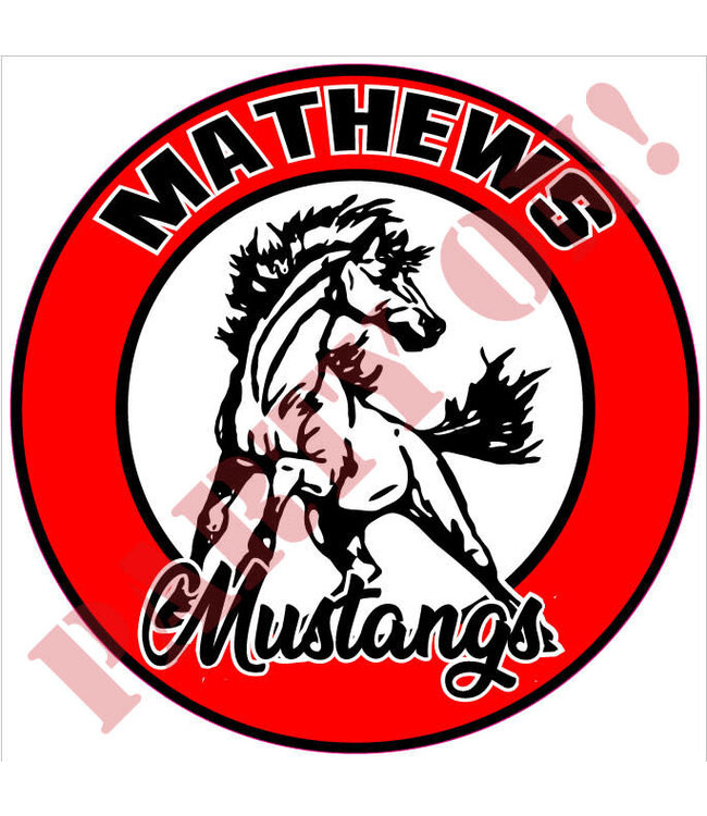 PARTY ON Mathews Mustangs Sticker 9.5in