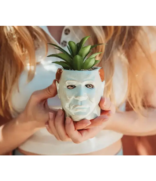 TOYNK Halloween Michael Myers 3-Inch Ceramic Mini Planter With Artificial Succulent