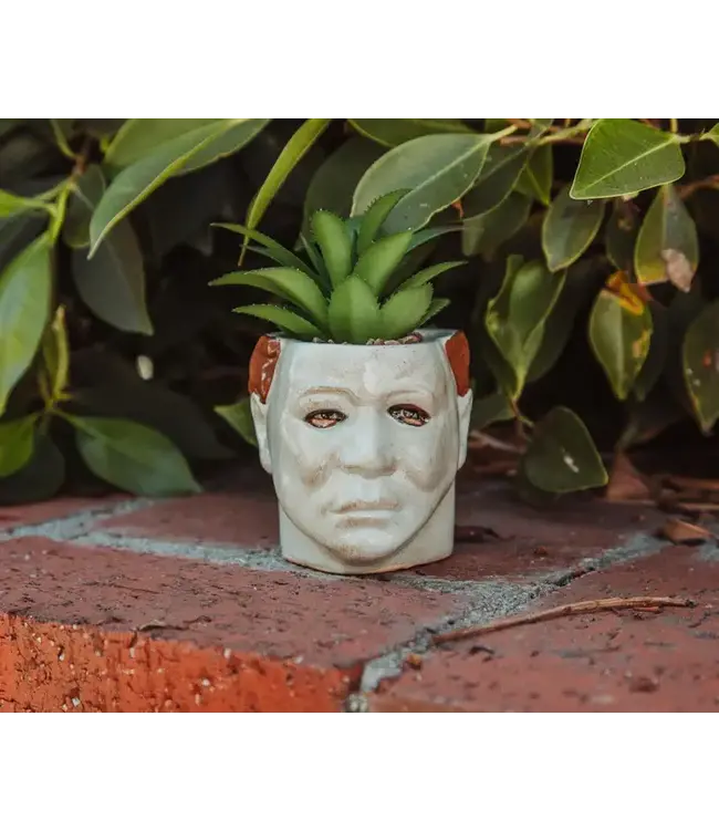TOYNK Halloween Michael Myers 3-Inch Ceramic Mini Planter With Artificial Succulent
