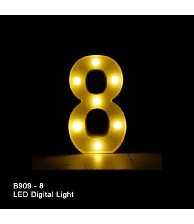 BABALOON Gold Led Light-Up Number 8 inch