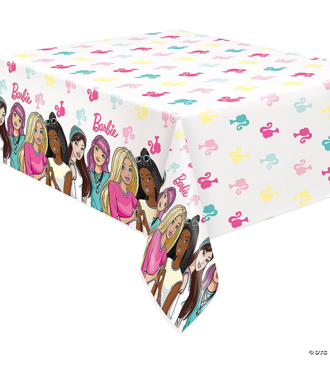 54" x 84" Barbie™ & Friends Party Disposable Plastic Tablecloth