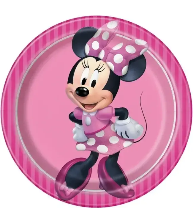 Unique Industries Pink Minnie Mouse Paper Dessert Plates, 7in, 8ct