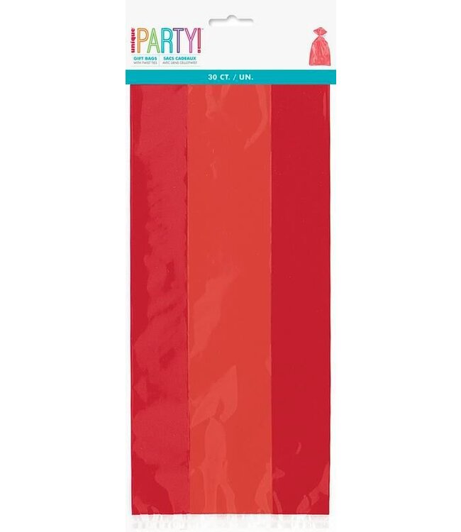 UNIQUE INDUSTRIES INC Ruby Red Cello Bags-30ct