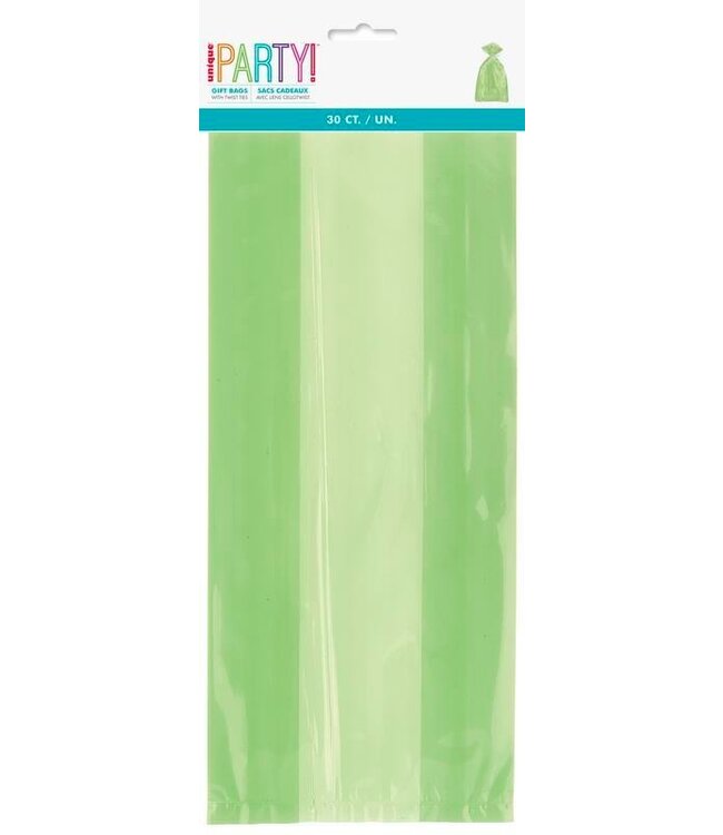 UNIQUE INDUSTRIES INC Lime Green Cello Bags 30ct