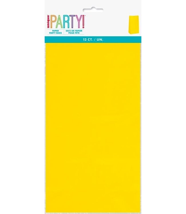 UNIQUE INDUSTRIES INC Sun Yellow Paper Party Bags-12ct