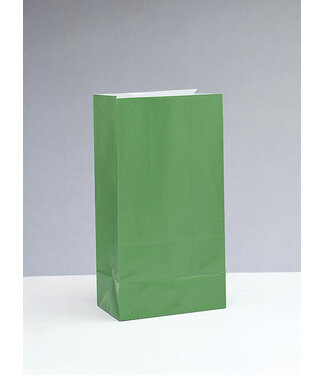 UNIQUE INDUSTRIES INC Green Paper Party Bags-12 count