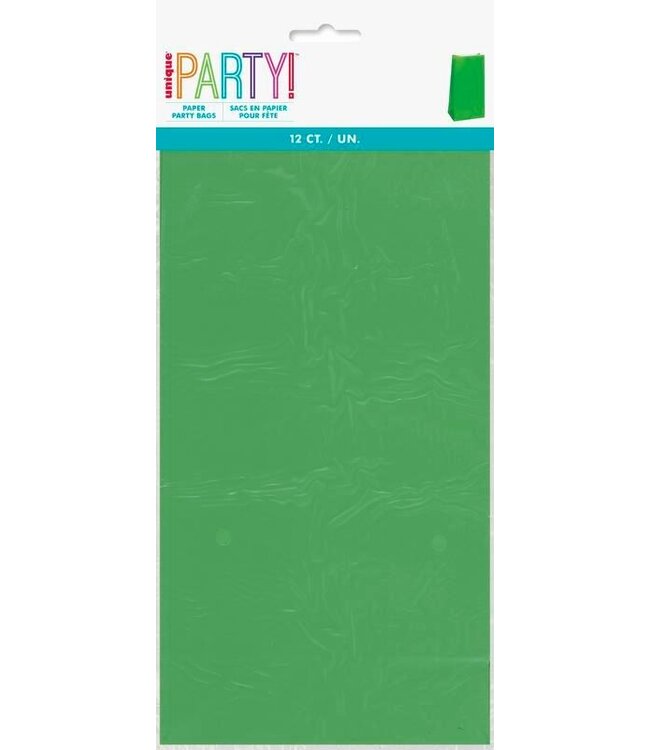 UNIQUE INDUSTRIES INC Green Paper Party Bags-12 count