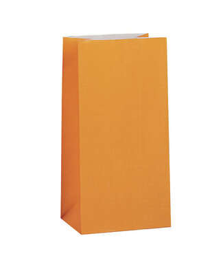 Unique Industries Orange Paper Party Bags-12ct