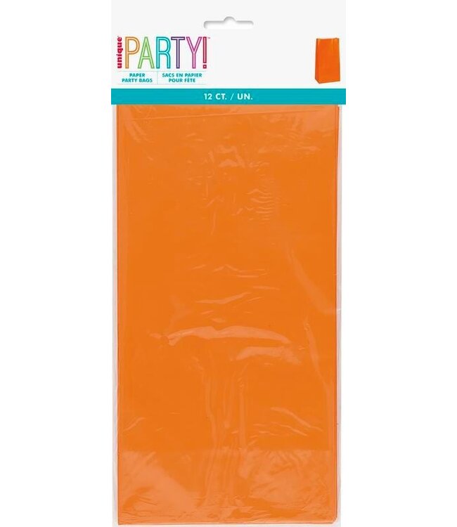 UNIQUE INDUSTRIES INC Orange Paper Party Bags-12 count
