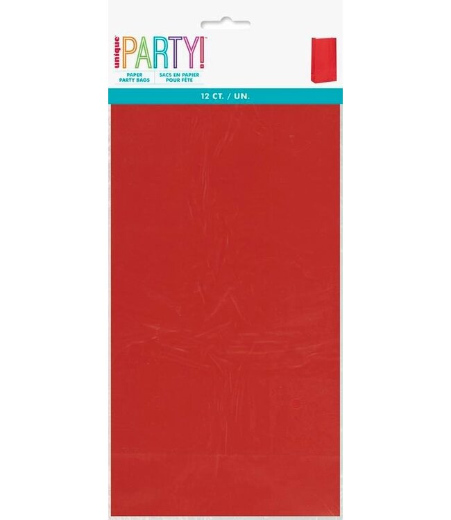 UNIQUE INDUSTRIES INC Red Paper Party Bags-12ct