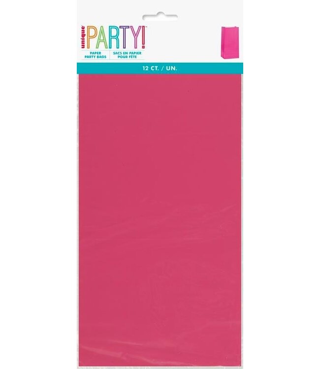 UNIQUE INDUSTRIES INC Hot Pink Paper Party Bags-12ct
