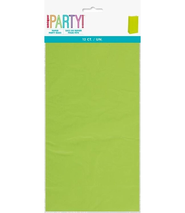 UNIQUE INDUSTRIES INC Lime Green Paper Party Bags-12 count