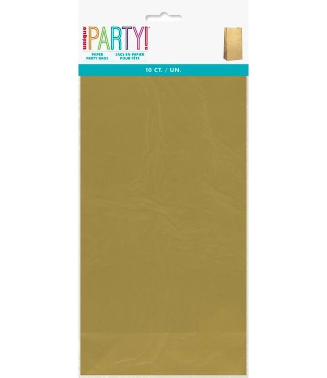 UNIQUE INDUSTRIES INC Gold Paper Party Bags-10ct